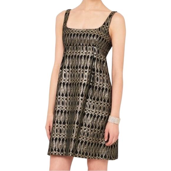 NWT Milly of New York Black and Gold Patterned Dress - Size 6 - Picture 1 of 10